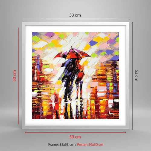 Poster in white frmae - Together through Night and Rain - 50x50 cm