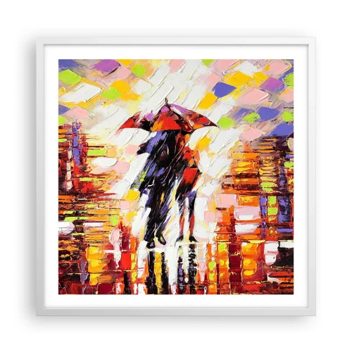 Poster in white frmae - Together through Night and Rain - 60x60 cm