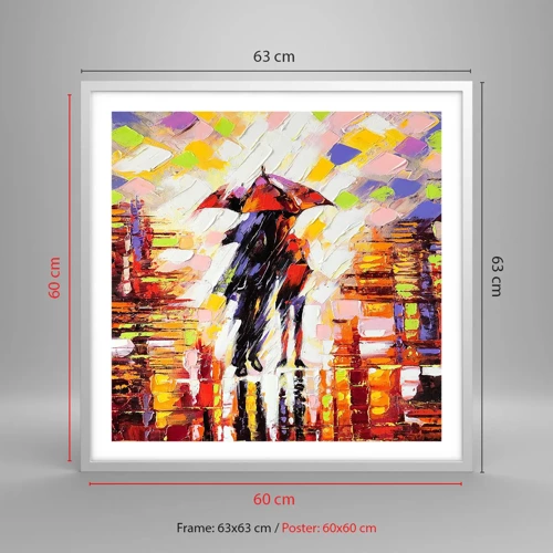 Poster in white frmae - Together through Night and Rain - 60x60 cm