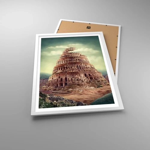 Poster in white frmae - Tower of Babel - 50x70 cm