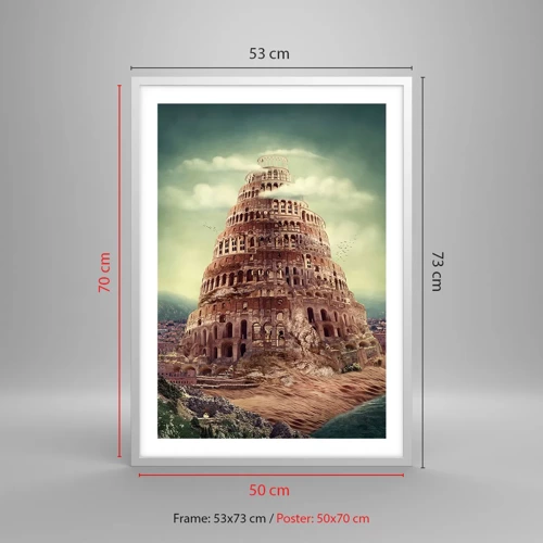 Poster in white frmae - Tower of Babel - 50x70 cm