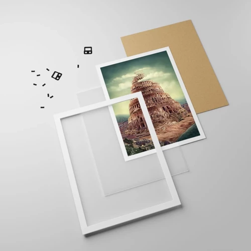 Poster in white frmae - Tower of Babel - 50x70 cm