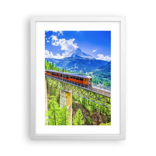 Poster in white frmae - Train Through the Alps - 30x40 cm