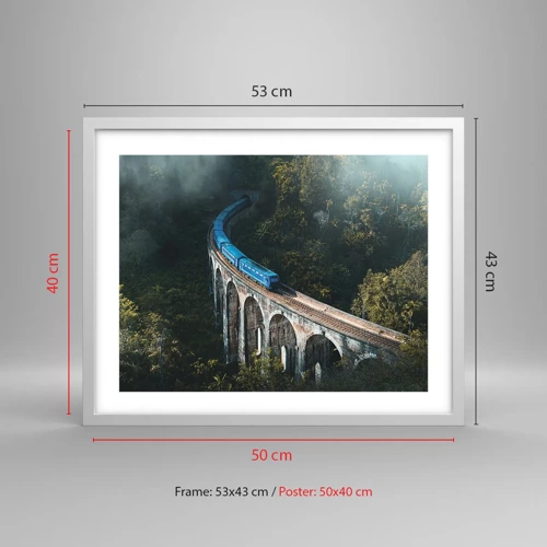 Poster in white frmae - Train through Nature - 50x40 cm