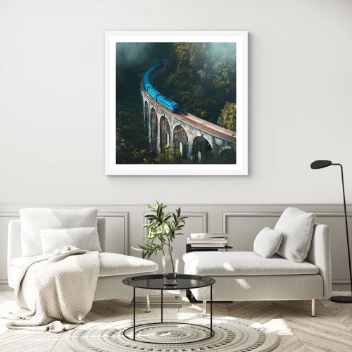 Poster in white frmae - Train through Nature - 50x50 cm