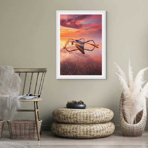 Poster in white frmae - Tranquility of Tropical Evening - 50x70 cm