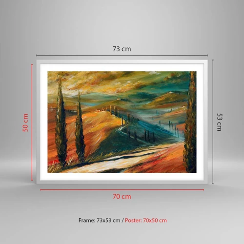 Poster in white frmae - Tuscan Landscape - 70x50 cm