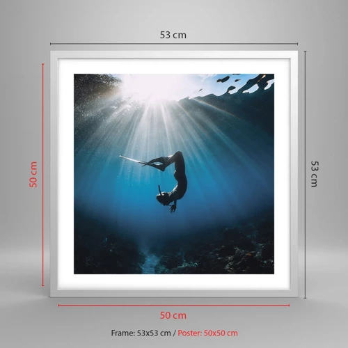 Poster in white frmae - Underwater dance - 50x50 cm