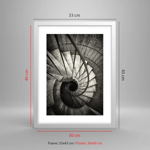 Poster in white frmae - Up the Stairs and Down the Stairs - 30x40 cm