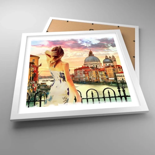 Poster in white frmae - Venice Adventure - 40x40 cm