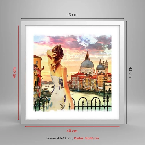 Poster in white frmae - Venice Adventure - 40x40 cm