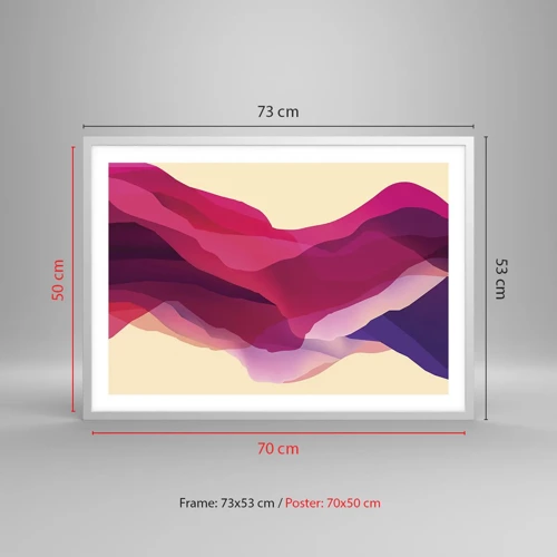 Poster in white frmae - Waves of Purple - 70x50 cm