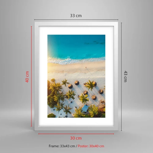 Poster in white frmae - Welcome to Paradise - 30x40 cm