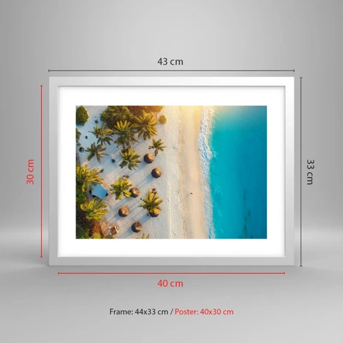 Poster in white frmae - Welcome to Paradise - 40x30 cm