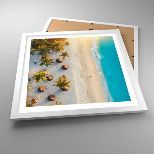 Poster in white frmae - Welcome to Paradise - 40x40 cm