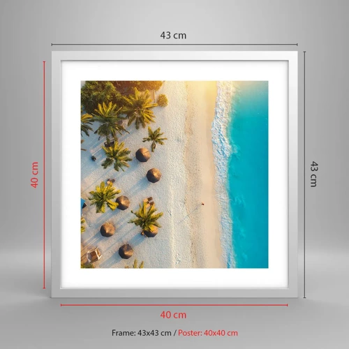 Poster in white frmae - Welcome to Paradise - 40x40 cm