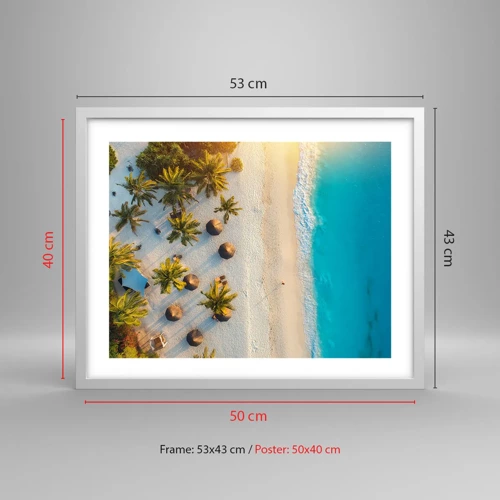 Poster in white frmae - Welcome to Paradise - 50x40 cm