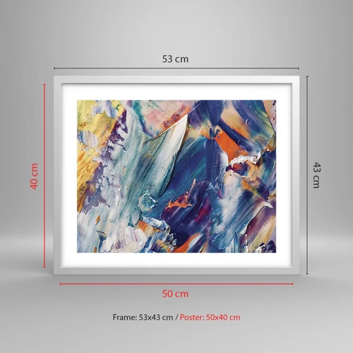 Poster in white frmae - Whirlwind of Colour - 50x40 cm