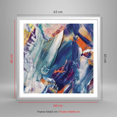 Poster in white frmae - Whirlwind of Colour - 60x60 cm