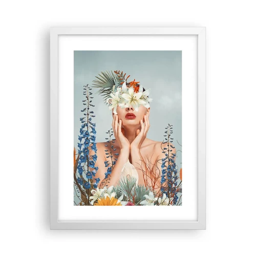 Poster in white frmae - Woman – Flower - 30x40 cm