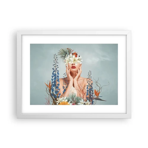 Poster in white frmae - Woman – Flower - 40x30 cm