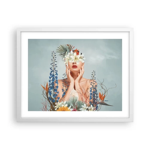 Poster in white frmae - Woman – Flower - 50x40 cm
