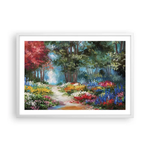 Poster in white frmae - Wood Garden, Flowery Forest - 70x50 cm