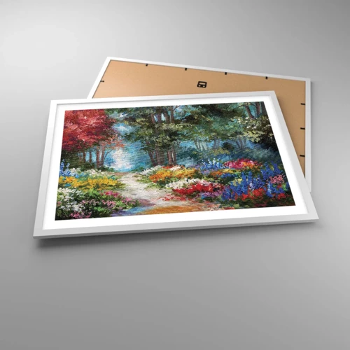 Poster in white frmae - Wood Garden, Flowery Forest - 70x50 cm