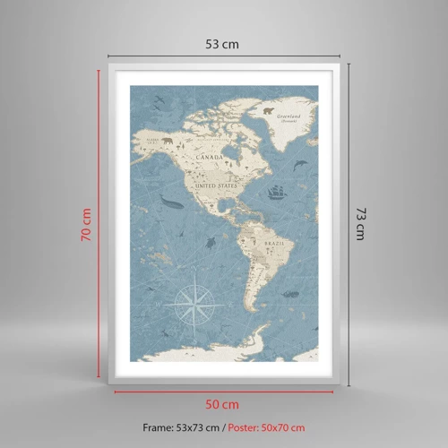 Poster in white frmae - World Within Your Fingertips - 50x70 cm