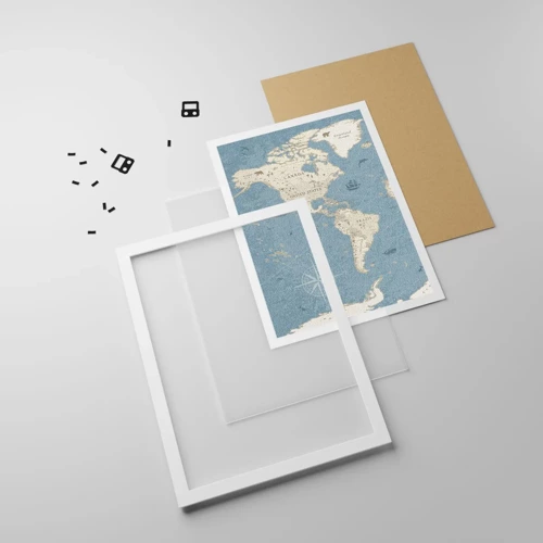 Poster in white frmae - World Within Your Fingertips - 50x70 cm