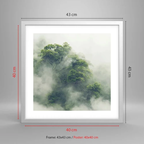 Poster in white frmae - Wrapped In Fog - 40x40 cm