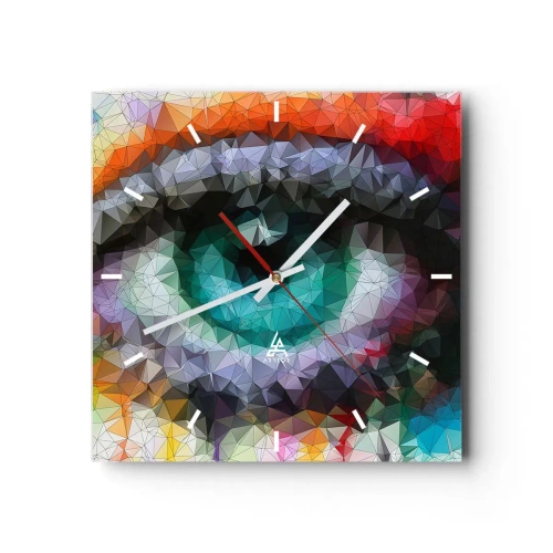 Wall clock, Clock Arttor 30x30 cm - Crystal Clear Eyes - Abstraction, Eye, Graphics, Art, Colorful Illustration, Square, Clock face with lines, For living-room, For bedroom, Blue, Green, C3AC30x30-3172
