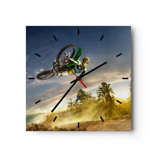 Wall clock, Clock Arttor 30x30 cm - Turn on Emotions! - Sport, Motorcycle, Motocross, Automotive, Sports Competitions, Square, Clock face with lines, For living-room, For bedroom, Grey, Blue, C3AC30x30-2854