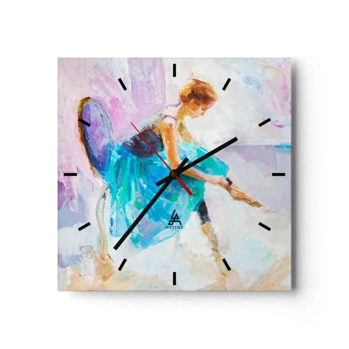 Wall clock, Clock Arttor 30x30 cm - Unspeakable Grace, Subtle Charm - Ballerina, Dance, Ballet, Art, Culture, Square, Clock face with lines, For living-room, For bedroom, Blue, Brown, C3AC30x30-3766