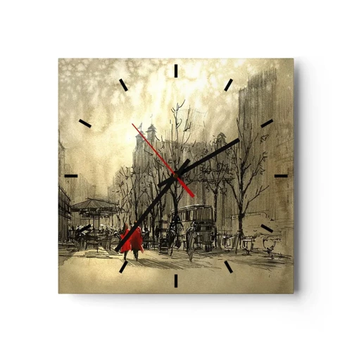 Wall clock - Clock on glass - A Date in London Fog - 30x30 cm