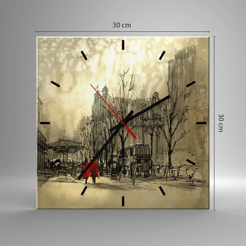 Wall clock - Clock on glass - A Date in London Fog - 30x30 cm