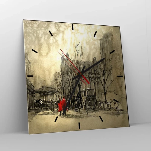 Wall clock - Clock on glass - A Date in London Fog - 30x30 cm