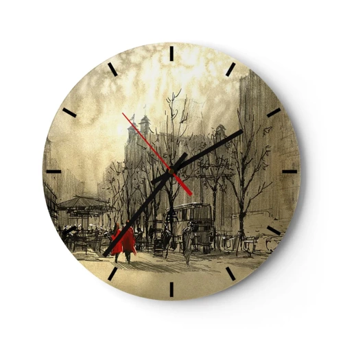 Wall clock - Clock on glass - A Date in London Fog - 30x30 cm