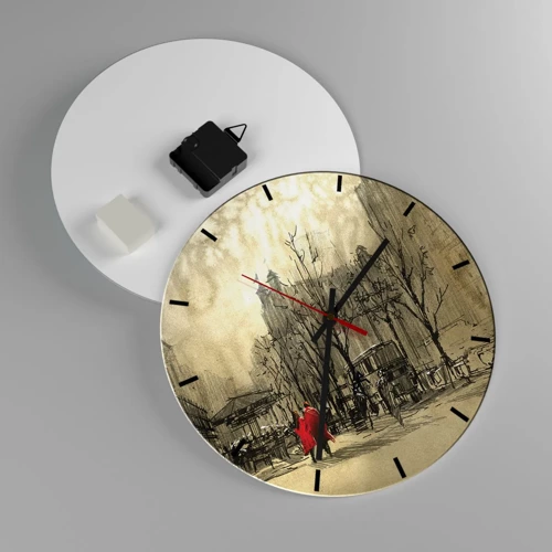 Wall clock - Clock on glass - A Date in London Fog - 30x30 cm