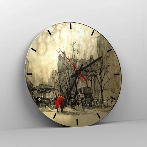Wall clock - Clock on glass - A Date in London Fog - 30x30 cm