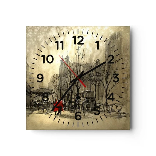 Wall clock - Clock on glass - A Date in London Fog - 30x30 cm