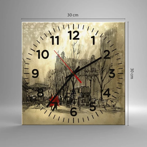 Wall clock - Clock on glass - A Date in London Fog - 30x30 cm