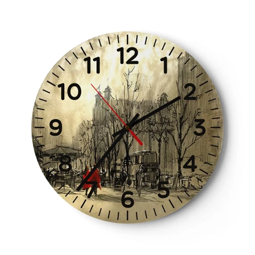 Wall clock - Clock on glass - A Date in London Fog - 30x30 cm