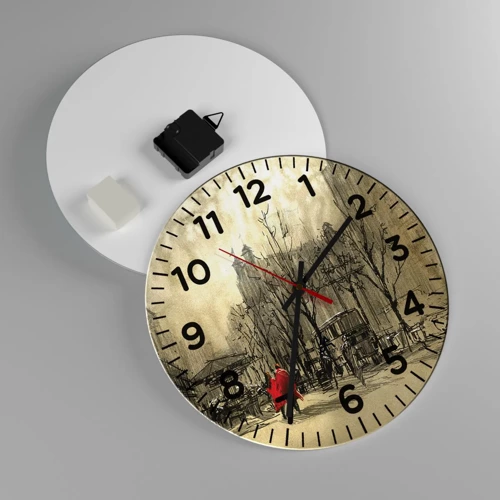 Wall clock - Clock on glass - A Date in London Fog - 30x30 cm