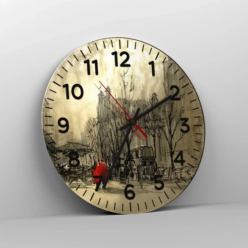 Wall clock - Clock on glass - A Date in London Fog - 30x30 cm