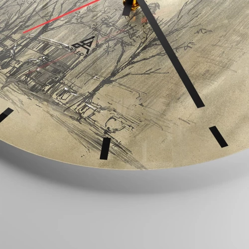 Wall clock - Clock on glass - A Date in London Fog - 40x40 cm