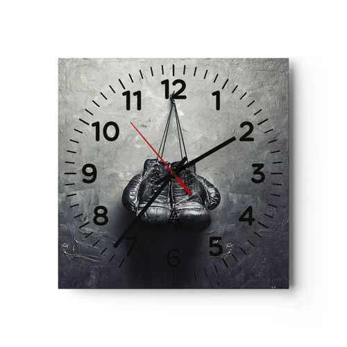 Wall clock - Clock on glass - A Time of Fight and a Time of Peace - 30x30 cm