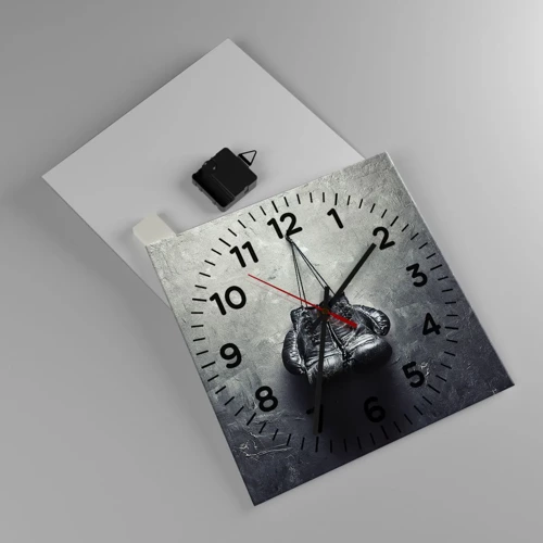 Wall clock - Clock on glass - A Time of Fight and a Time of Peace - 30x30 cm