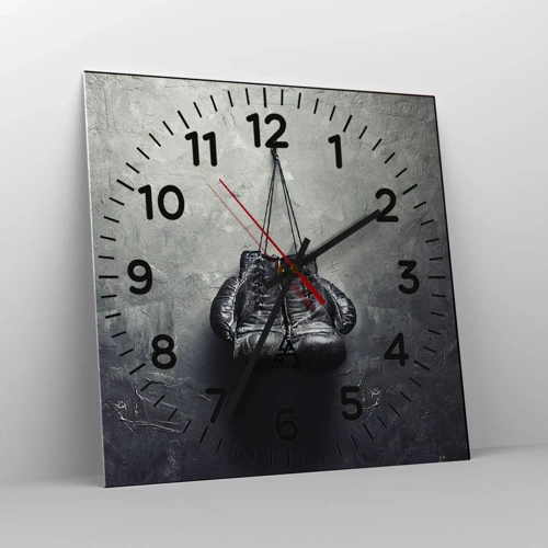 Wall clock - Clock on glass - A Time of Fight and a Time of Peace - 30x30 cm