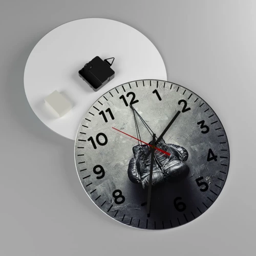 Wall clock - Clock on glass - A Time of Fight and a Time of Peace - 30x30 cm